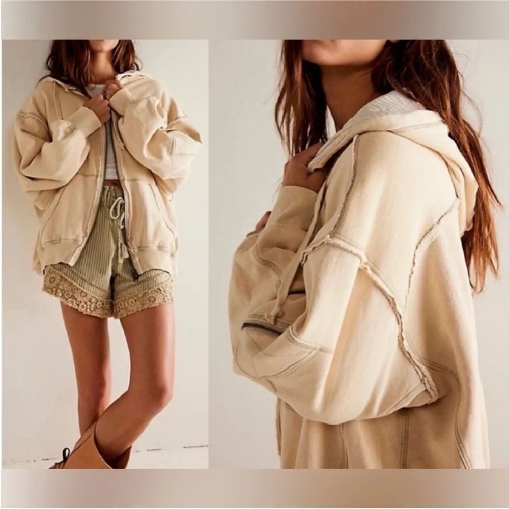 NWOT Free People We the Free By Your Side Lined Hoodie - morning oat - XS